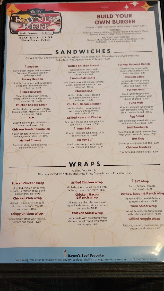 Rayne's Reef Soda Fountain & Grill Photo Menu 9