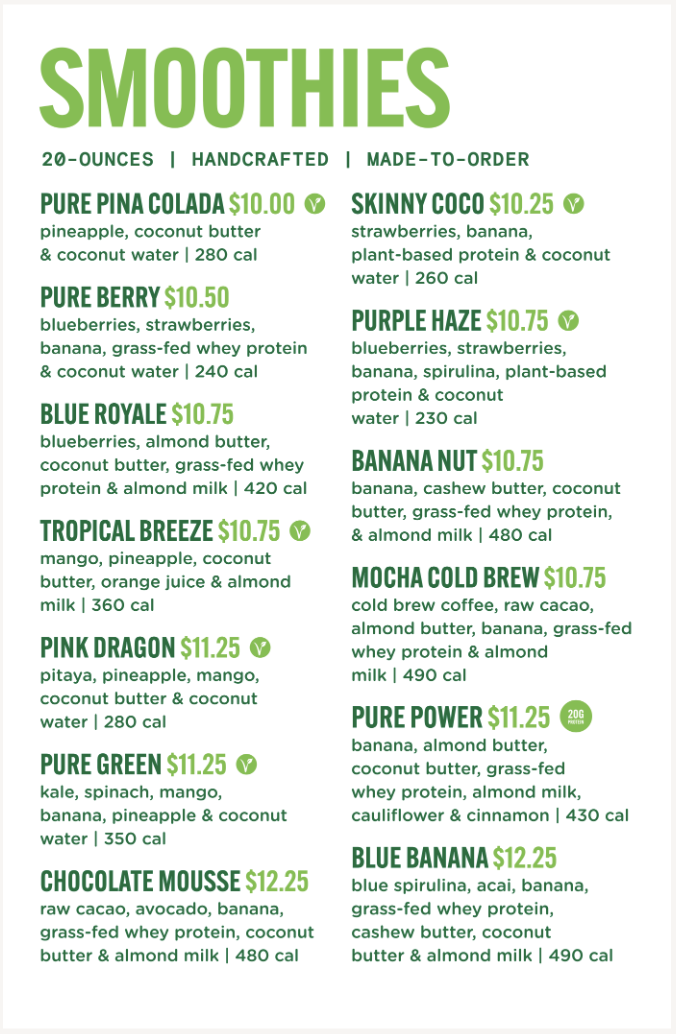 Pure Green - Juice Bar Miami Lakes Photo Menu 4