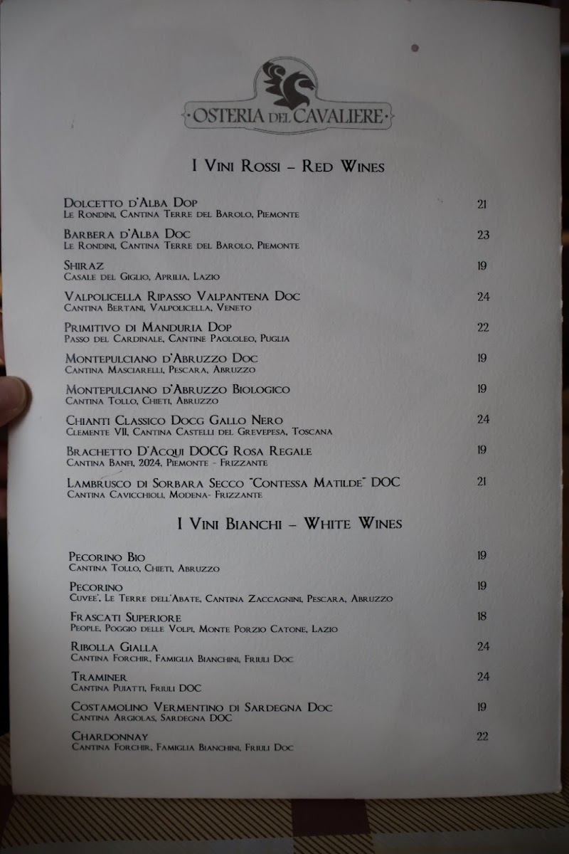 Osteria del Cavaliere Photo Menu 2