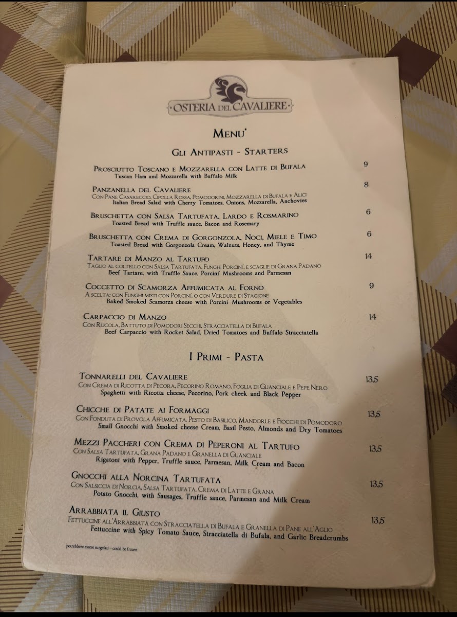 Osteria del Cavaliere Photo Menu 3