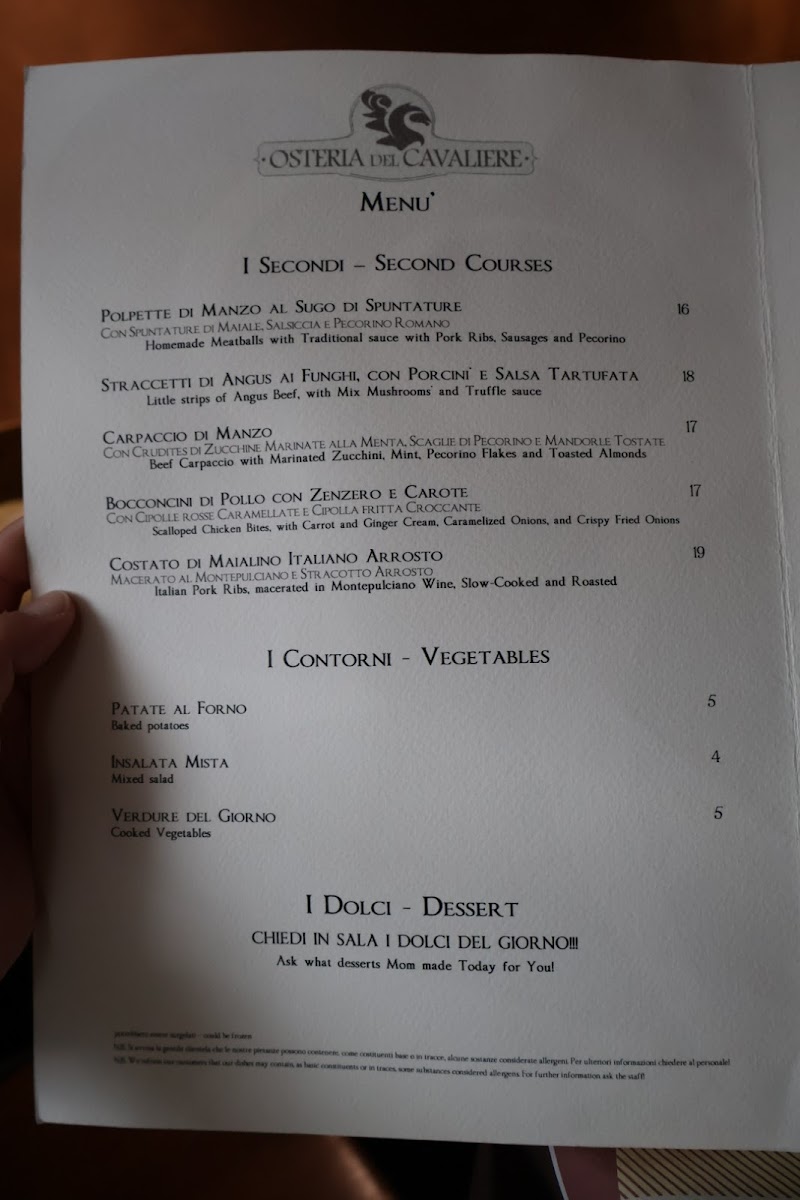 Osteria del Cavaliere Photo Menu 5
