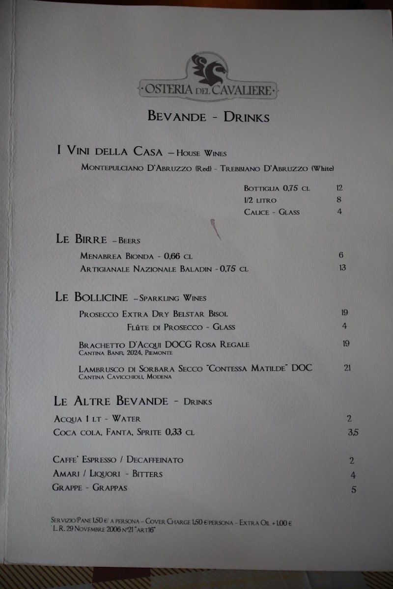 Osteria del Cavaliere Photo Menu 6