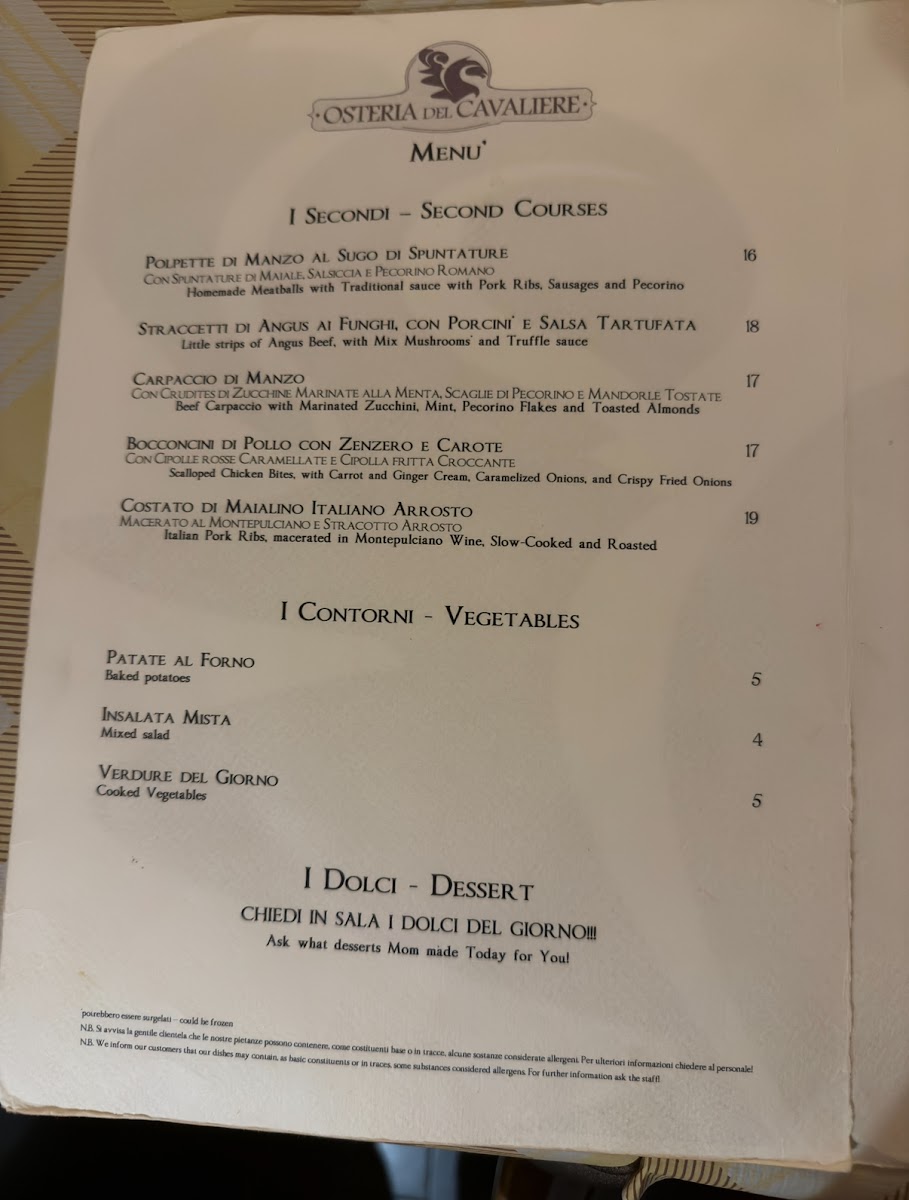 Osteria del Cavaliere Photo Menu 7