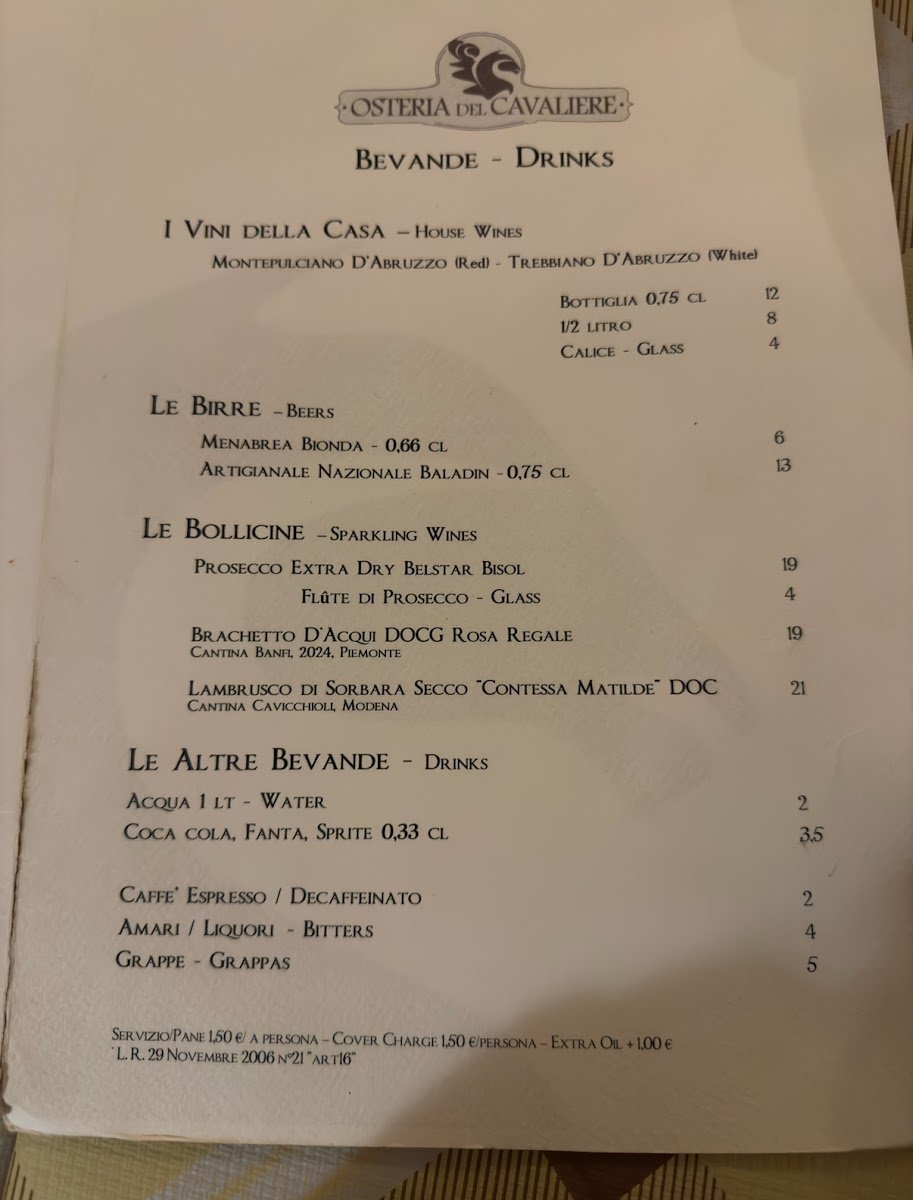 Osteria del Cavaliere Photo Menu 8