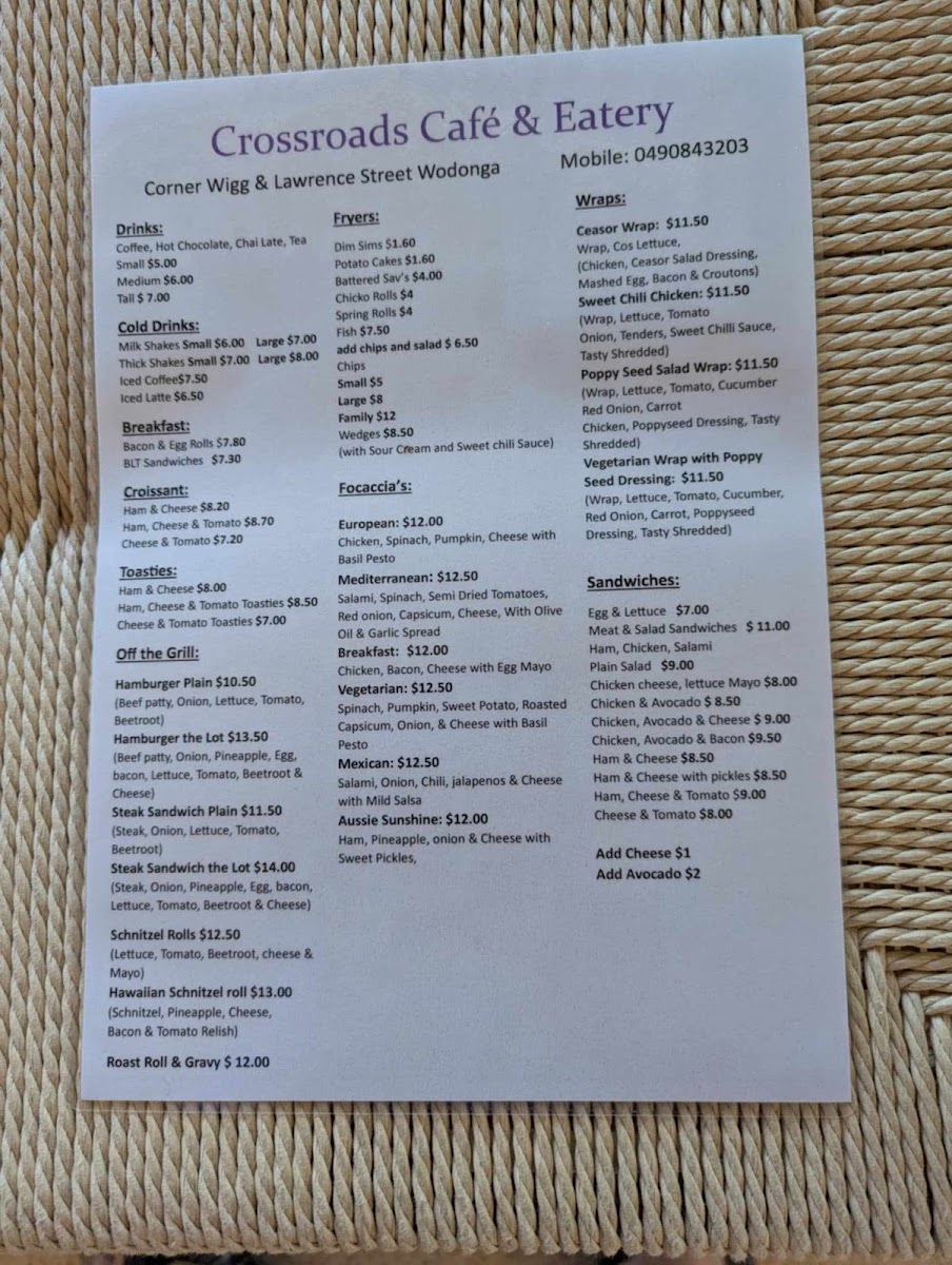 Crossroads Cafe & Eatery Photo Menu 1