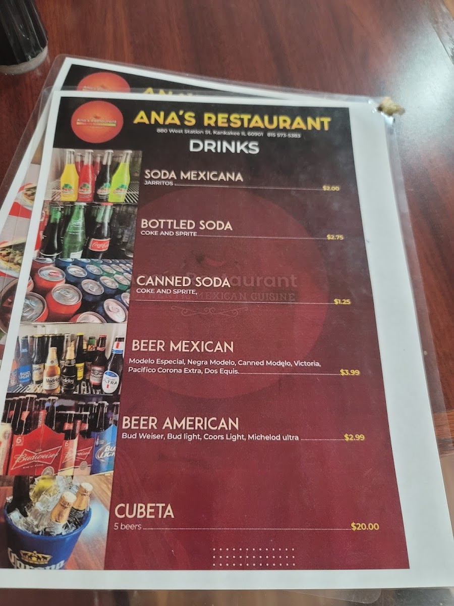 Ana's Restaurant Photo Menu 2