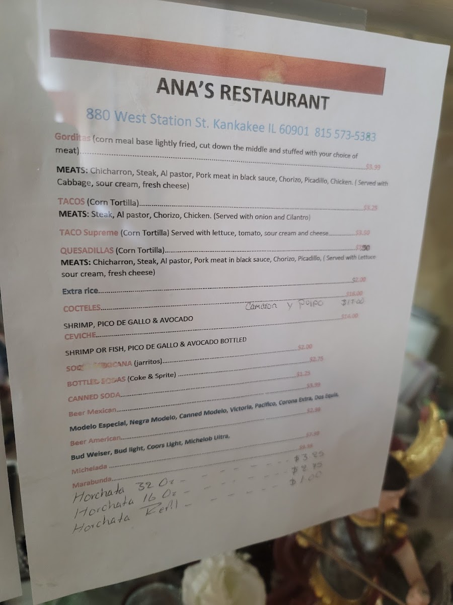 Ana's Restaurant Photo Menu 3