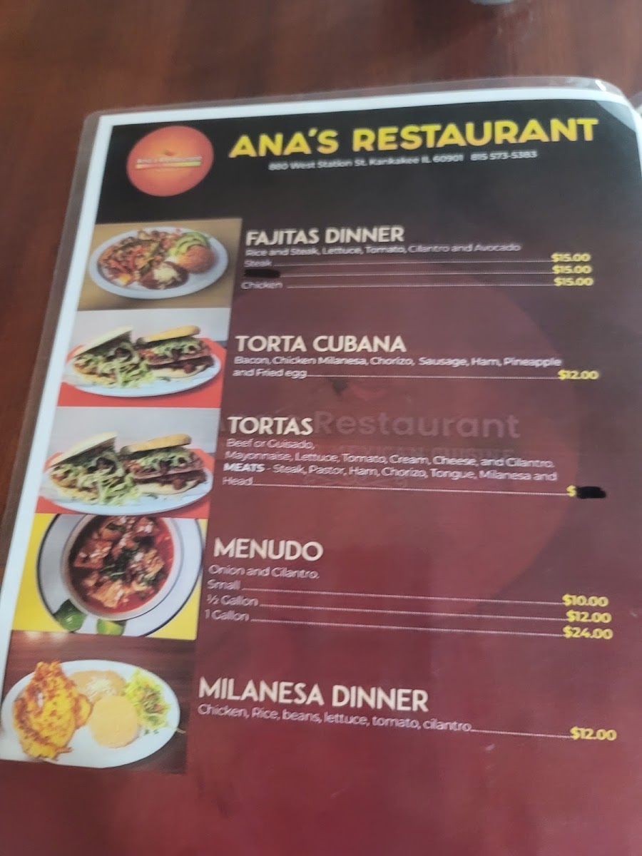 Ana's Restaurant Photo Menu 4