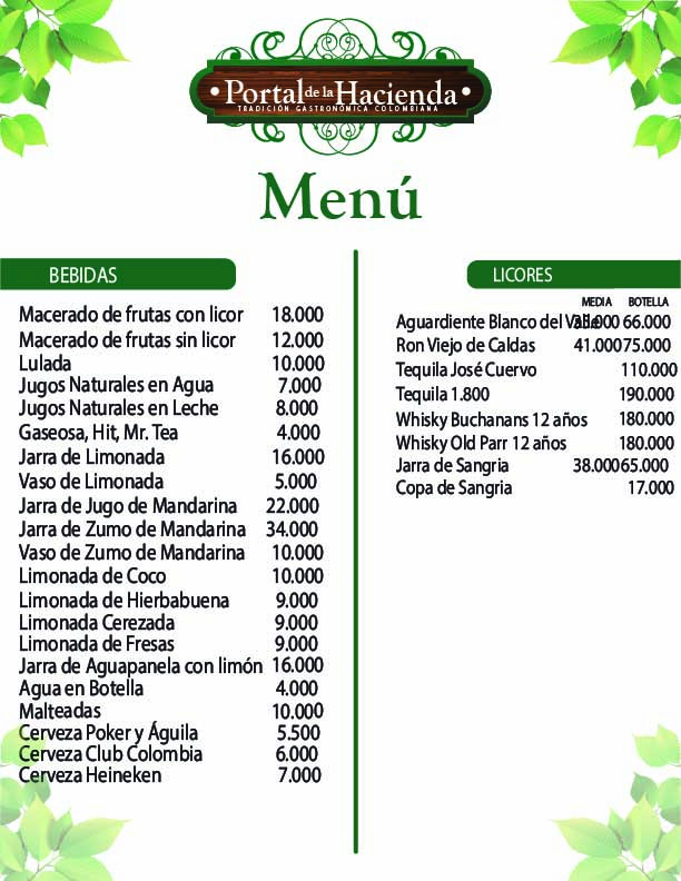 Portal de la Hacienda Photo Menu 2