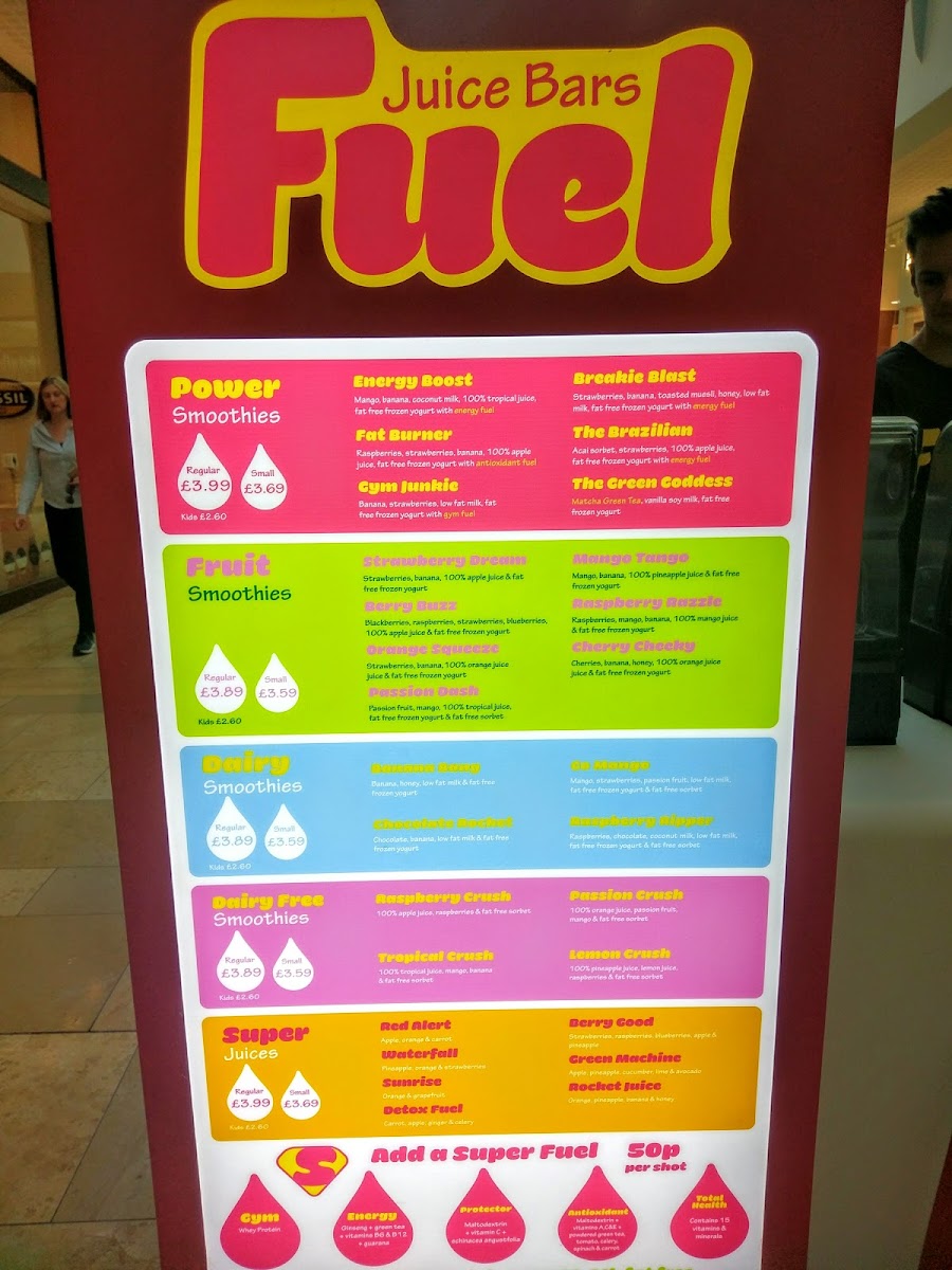 Fuel Juice Bars Photo Menu 1