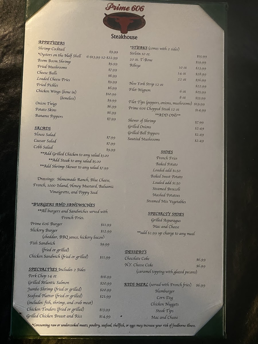 Prime 606 Steakhouse Photo Menu 2