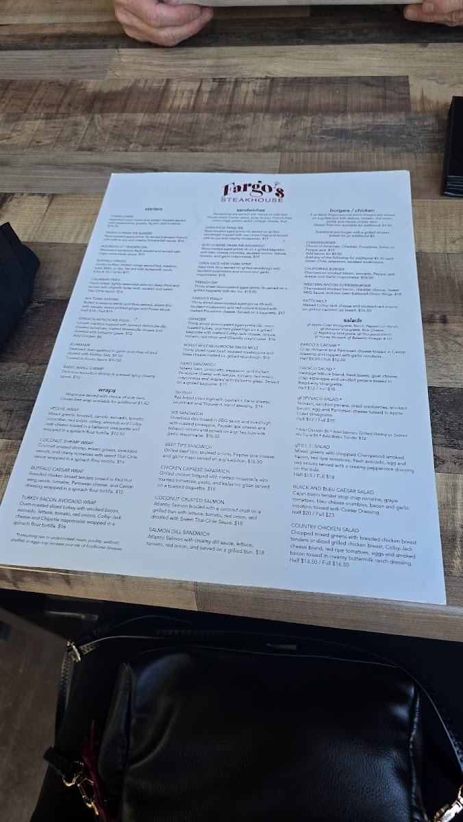 Fargo's Steakhouse Photo Menu 3