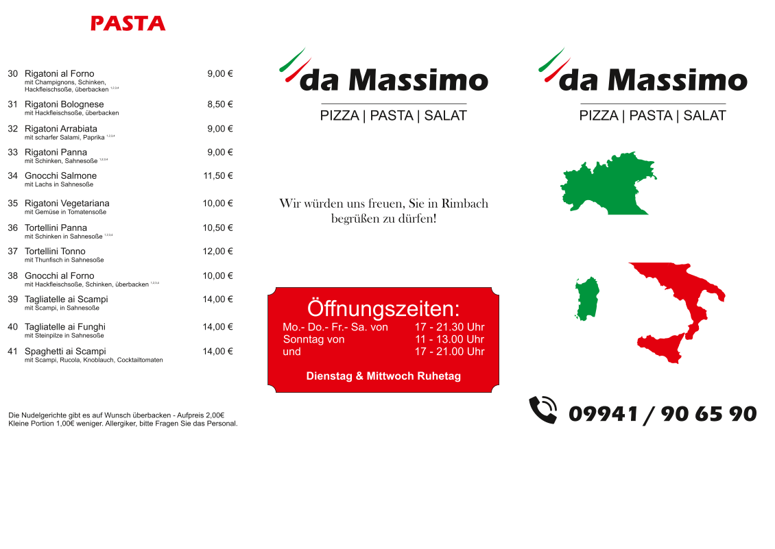 Restaurant Da Massimo Photo Menu 1