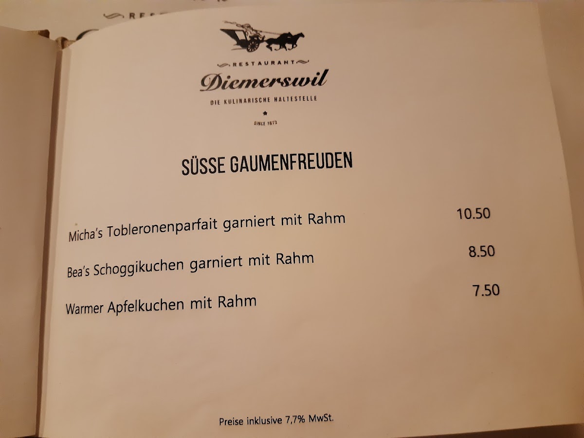 Restaurant Diemerswil Photo Menu 2