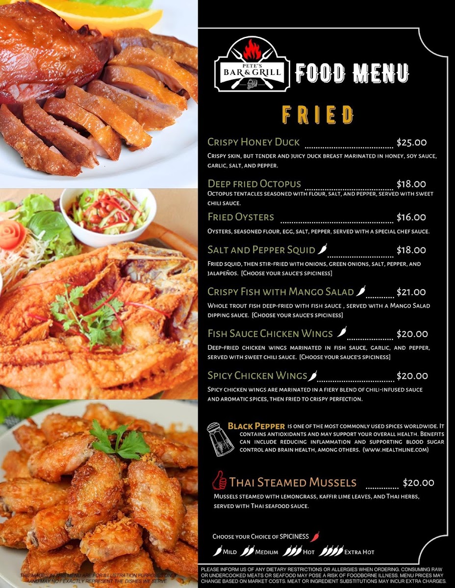 Pete’s Bar and Grill Photo Menu 1