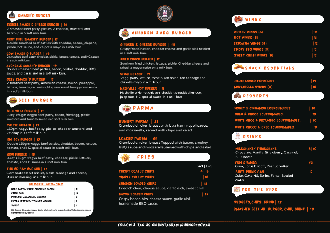 Hungry Cow Woodfire Pizzeria & Burgers Photo Menu 2