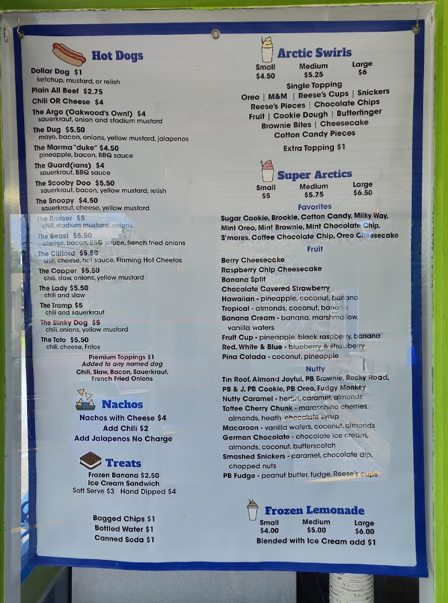 Mister T's Wonderfreeze Photo Menu 1