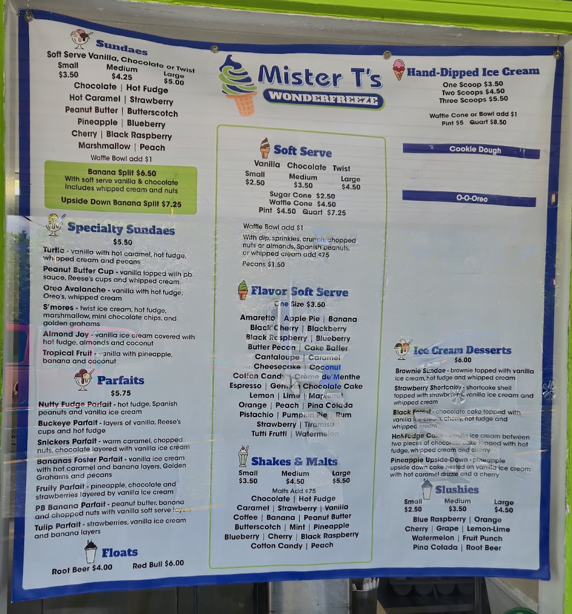 Mister T's Wonderfreeze Photo Menu 2