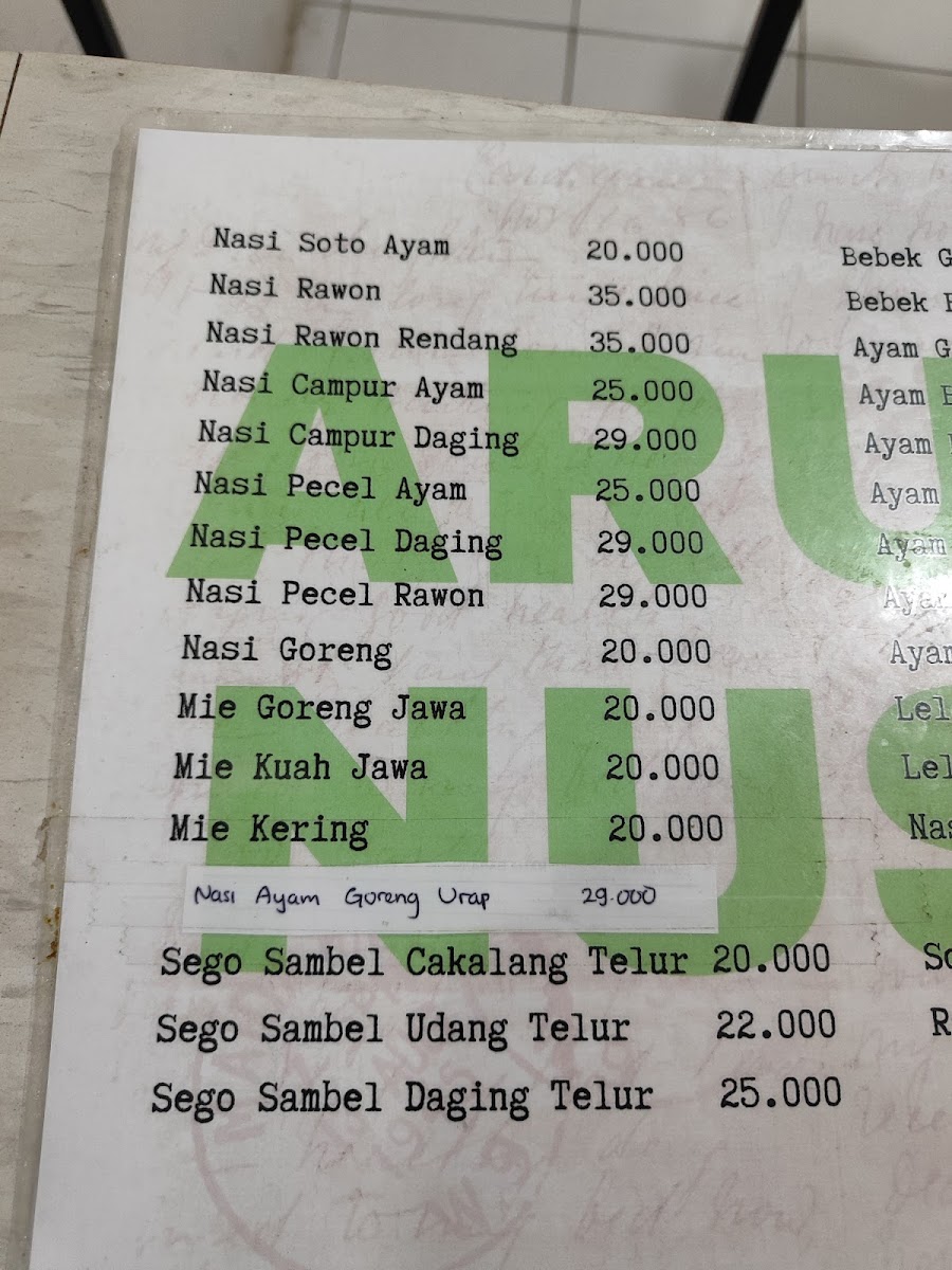 Warung ARUM NUSA Photo Menu 1