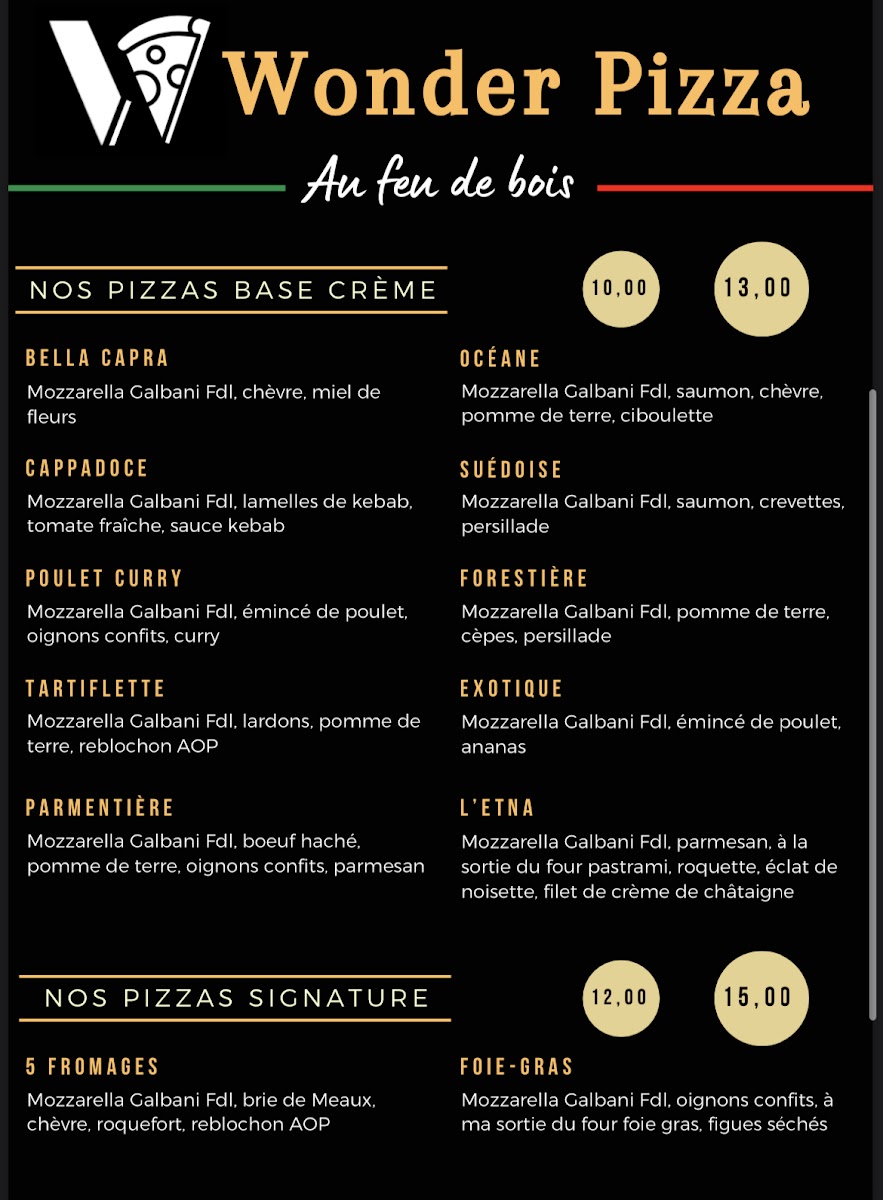WONDER PIZZA Au Feu de Bois Photo Menu 3
