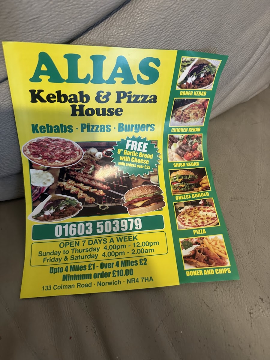 Alias Kebab & Pizza House Photo Menu 1