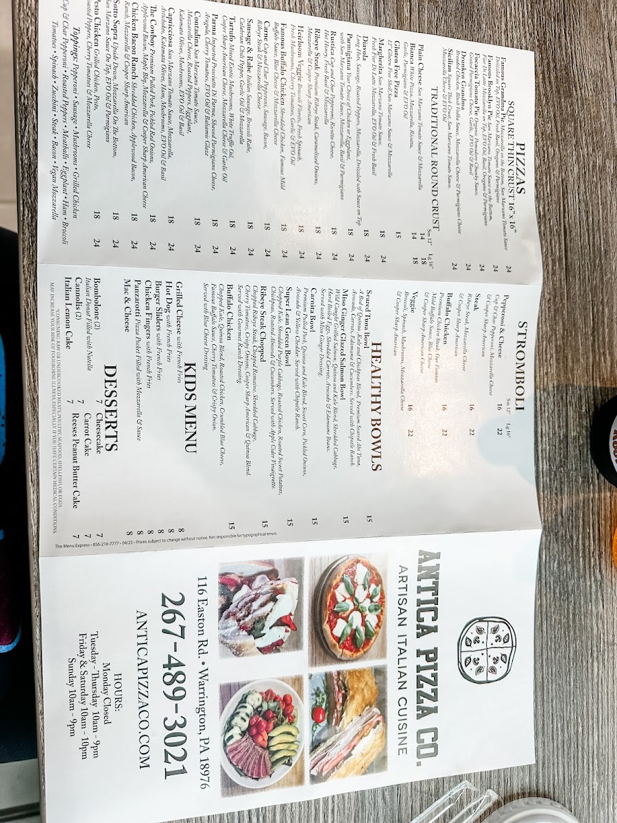 Antica Pizza Co. Photo Menu 3