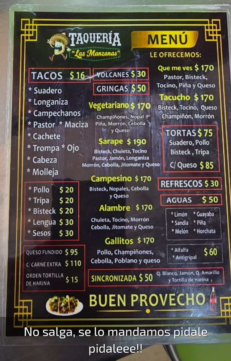 Taqueria Manzanas Photo Menu 1