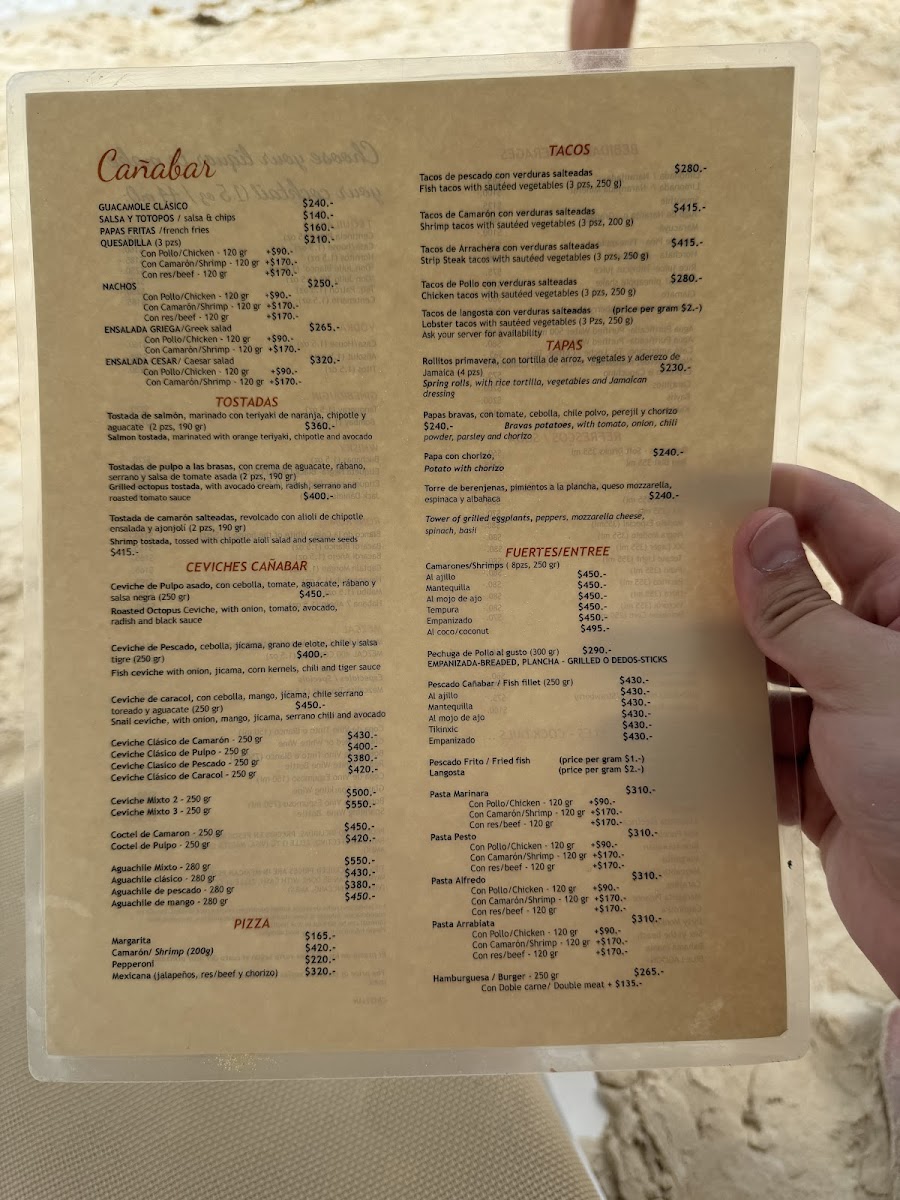Cañabar Beach Club Photo Menu 5