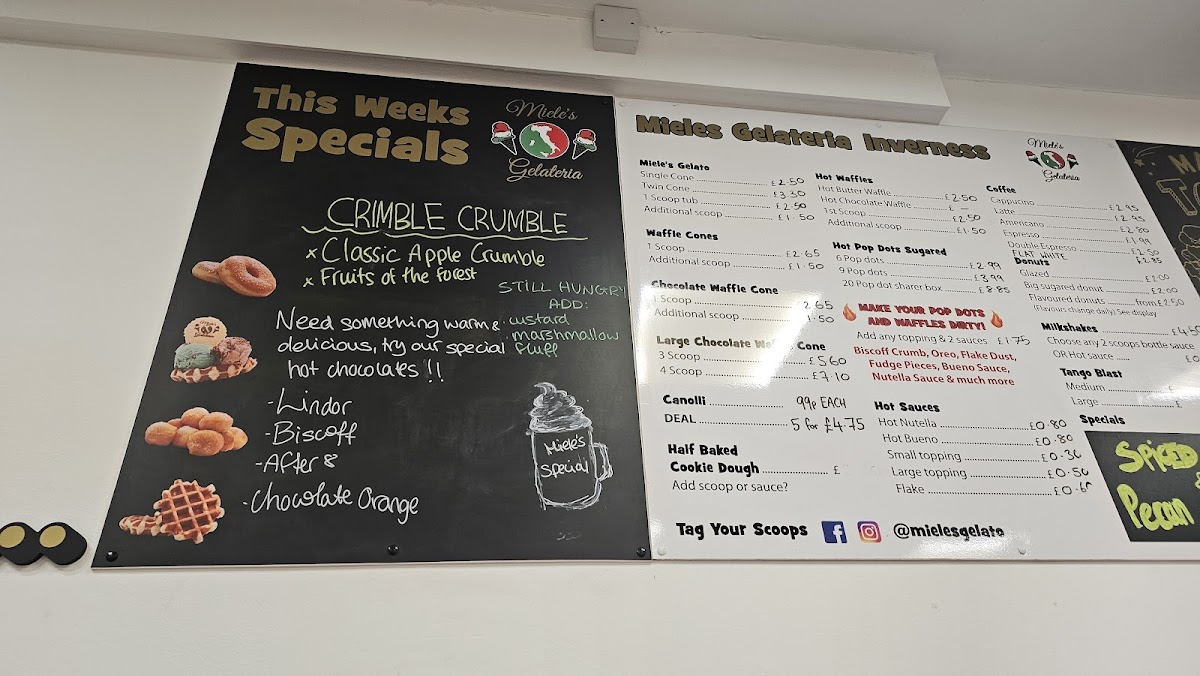 Miele's Gelateria Inverness Photo Menu 2