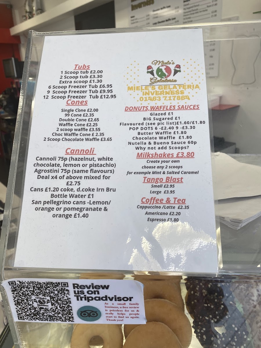 Miele's Gelateria Inverness Photo Menu 4
