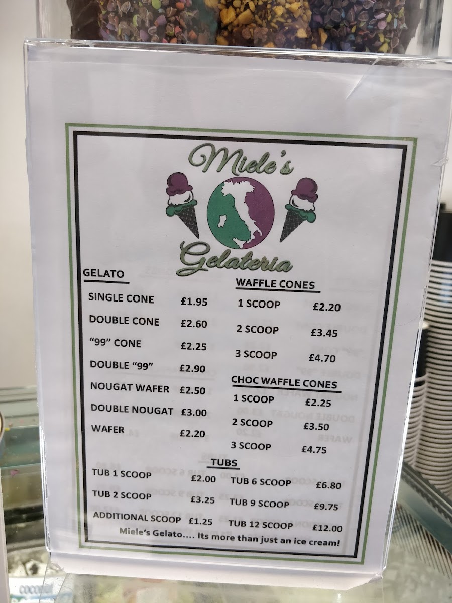 Miele's Gelateria Inverness Photo Menu 5