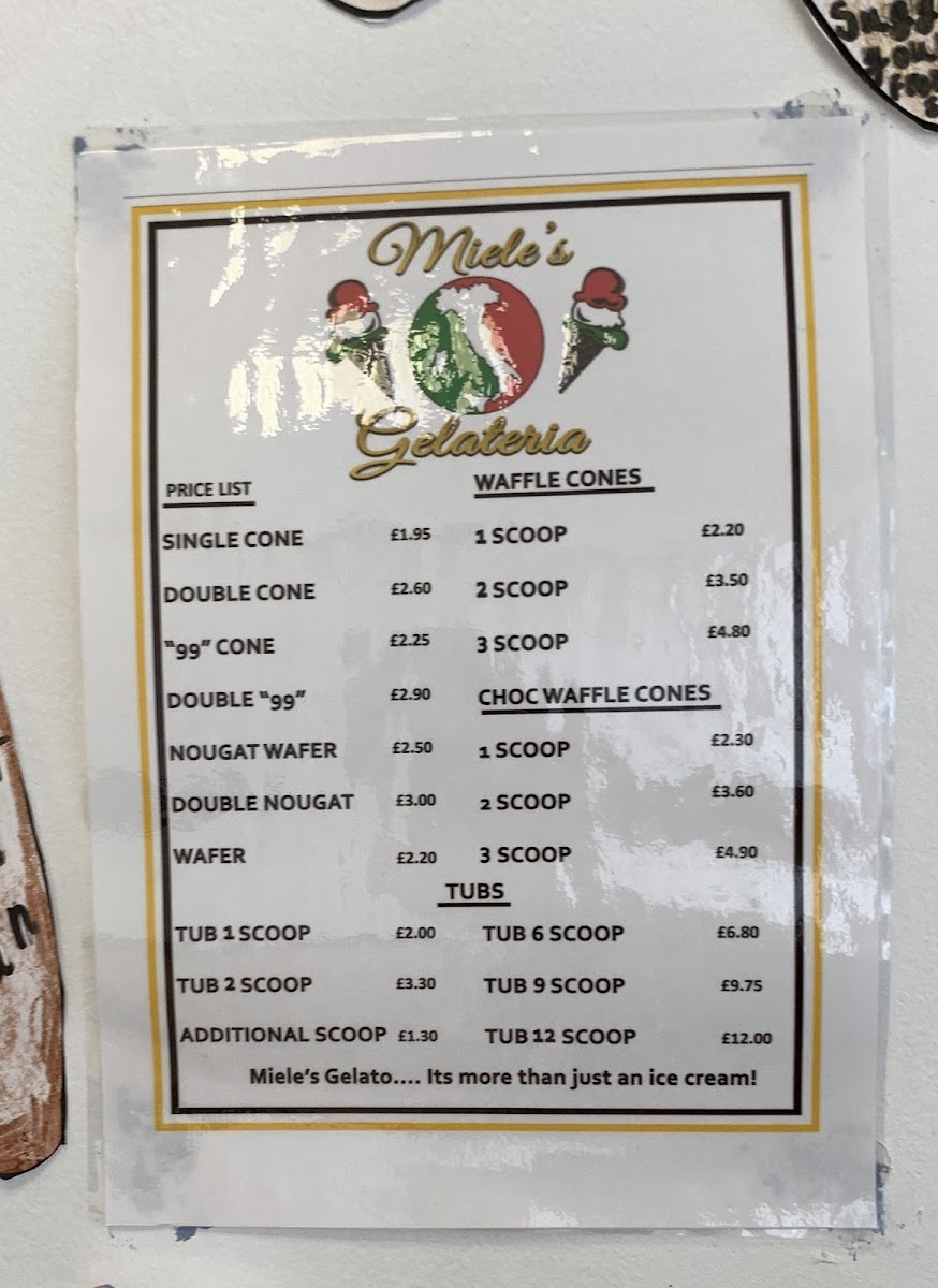 Miele's Gelateria Inverness Photo Menu 6