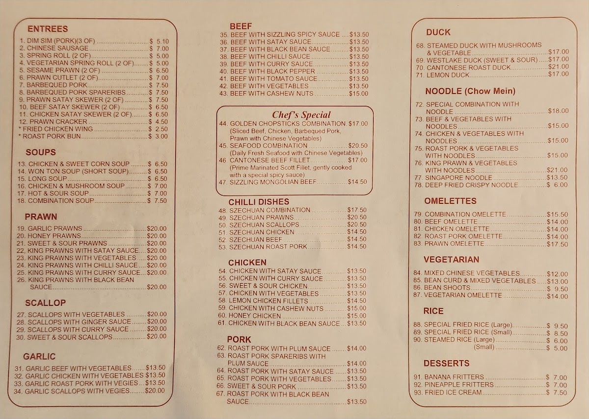 Golden Chop Sticks Photo Menu 1