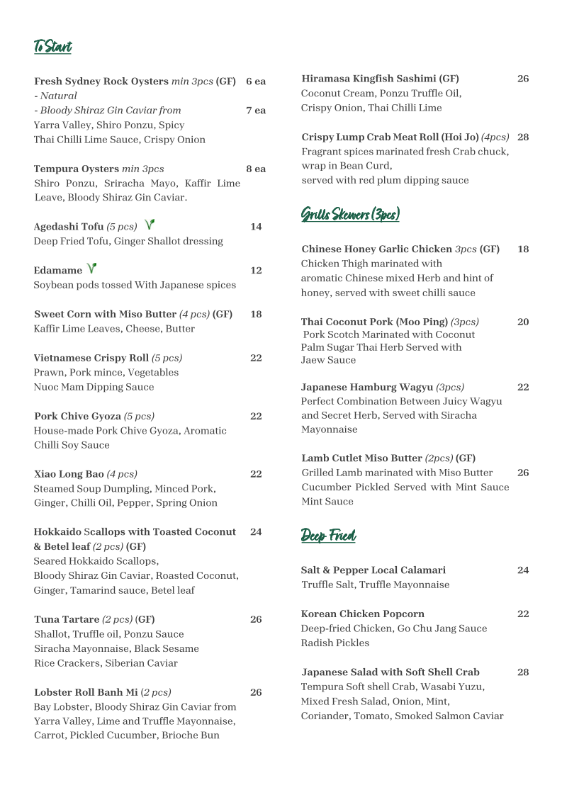 Tara Far East Dining & Bar Photo Menu 1