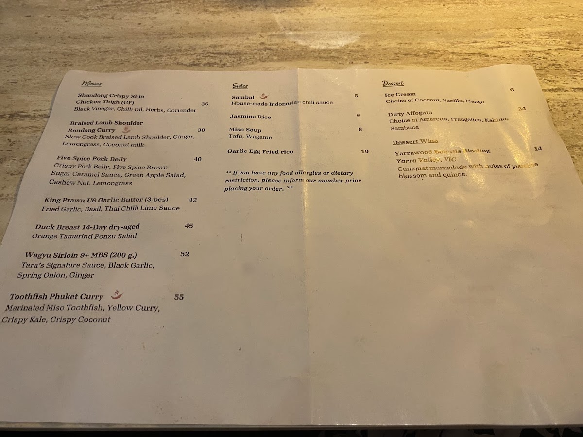 Tara Far East Dining & Bar Photo Menu 4