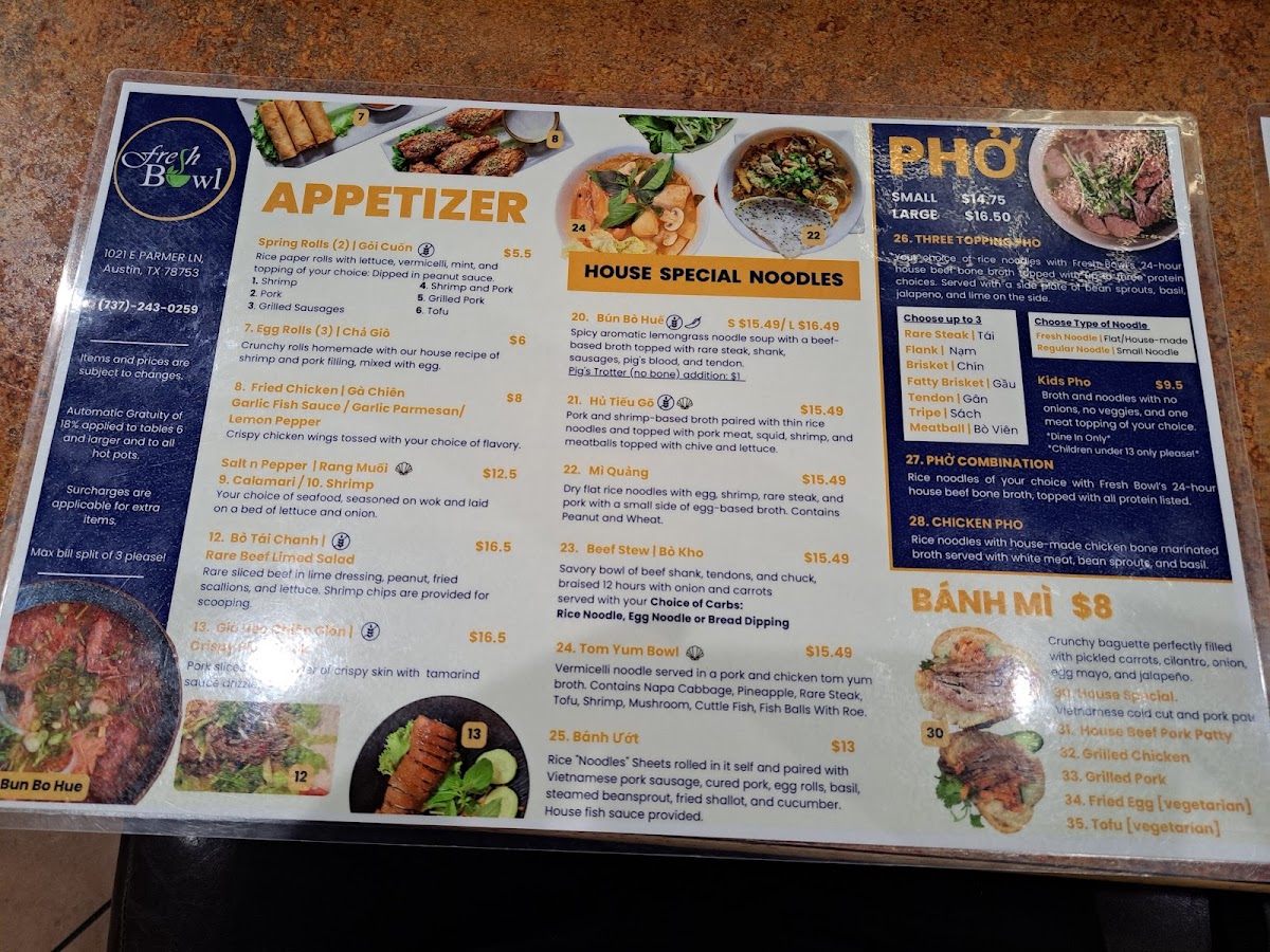 Fresh Bowl Restaurant Photo Menu 1