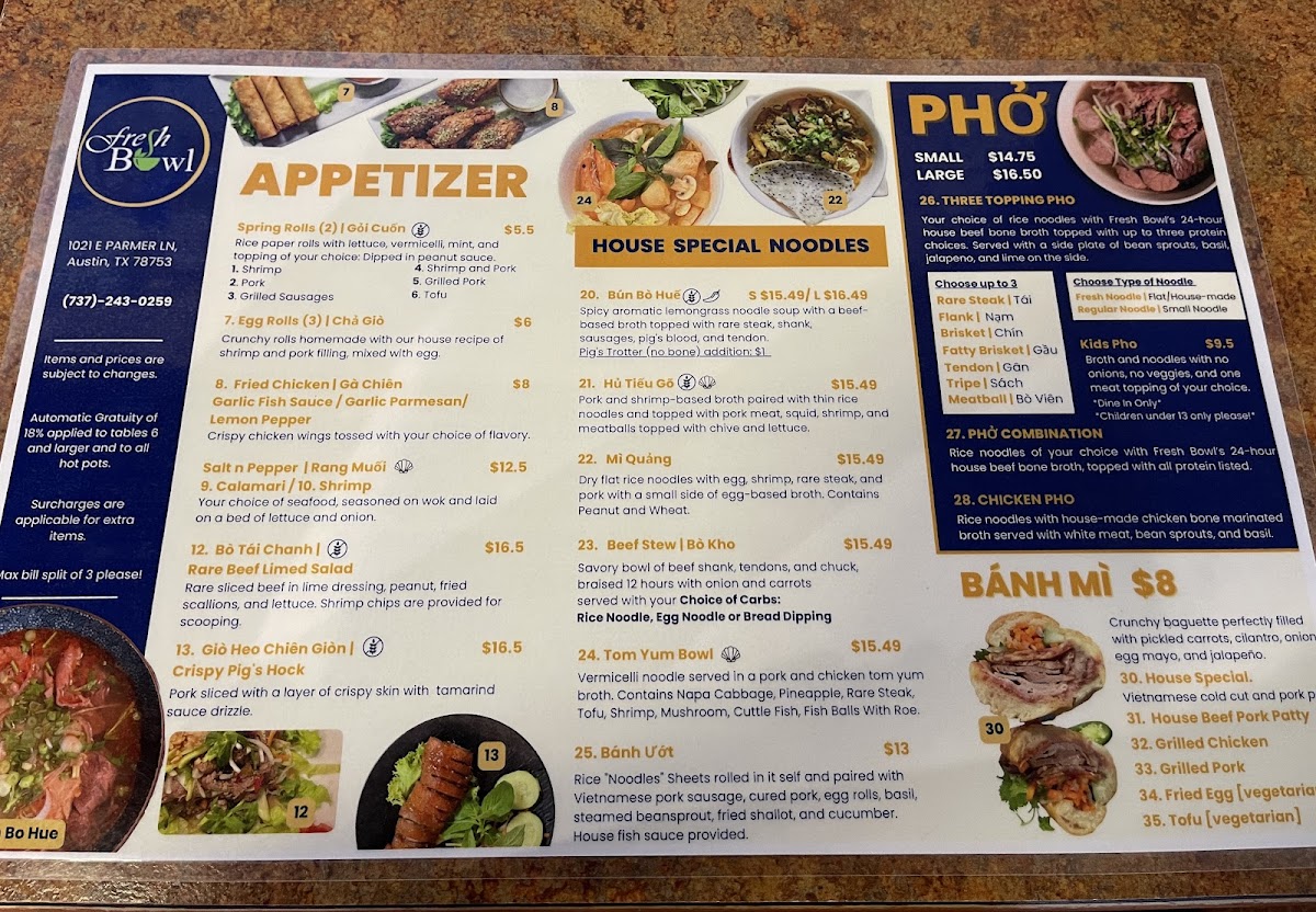 Fresh Bowl Restaurant Photo Menu 3