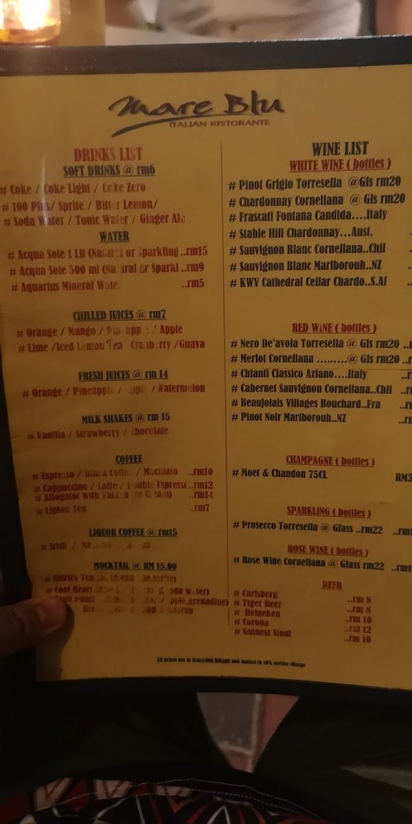 Mare Blu Italian Restaurant Photo Menu 8