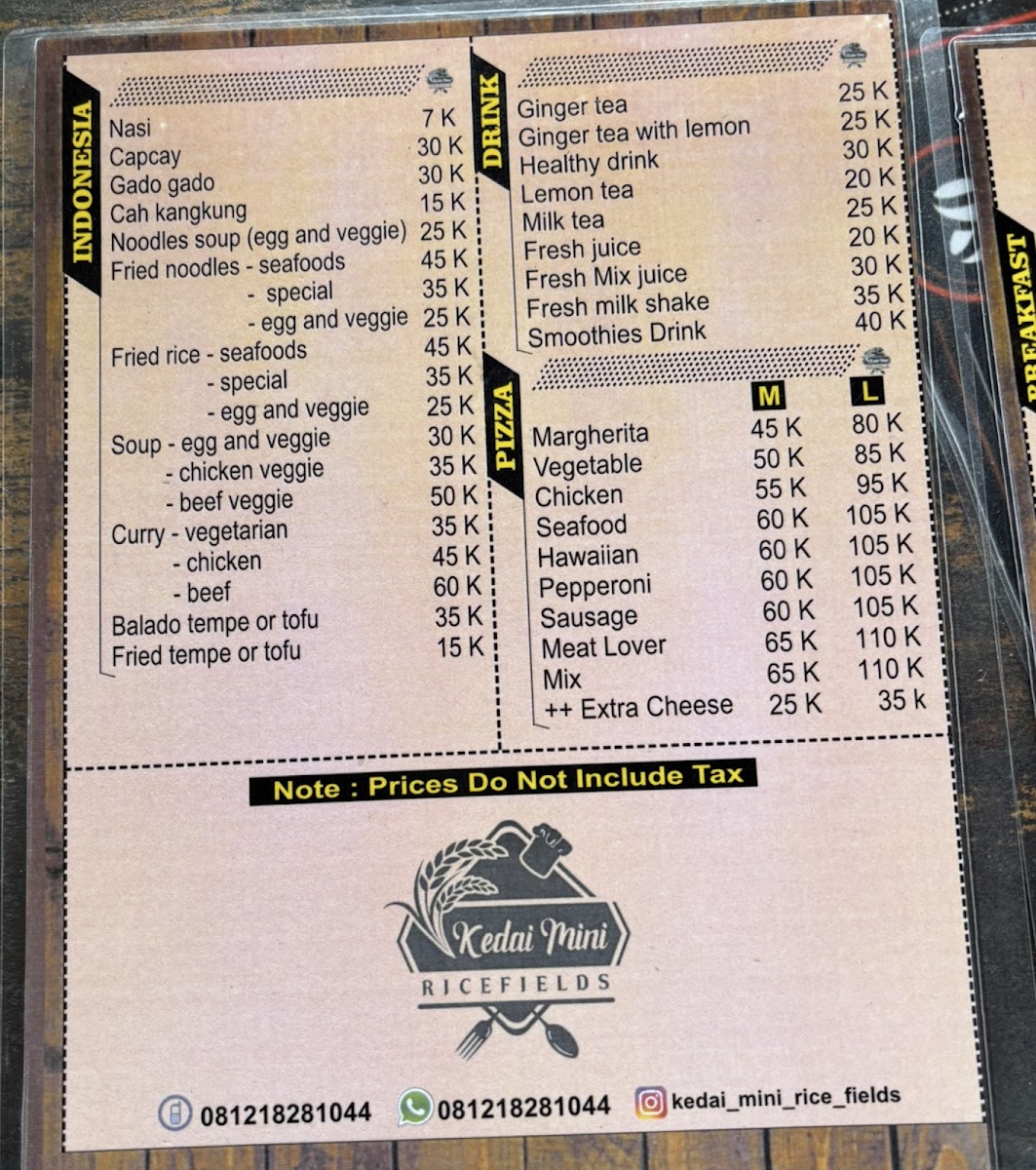 Kedai Mini Resto Rice Field Photo Menu 7