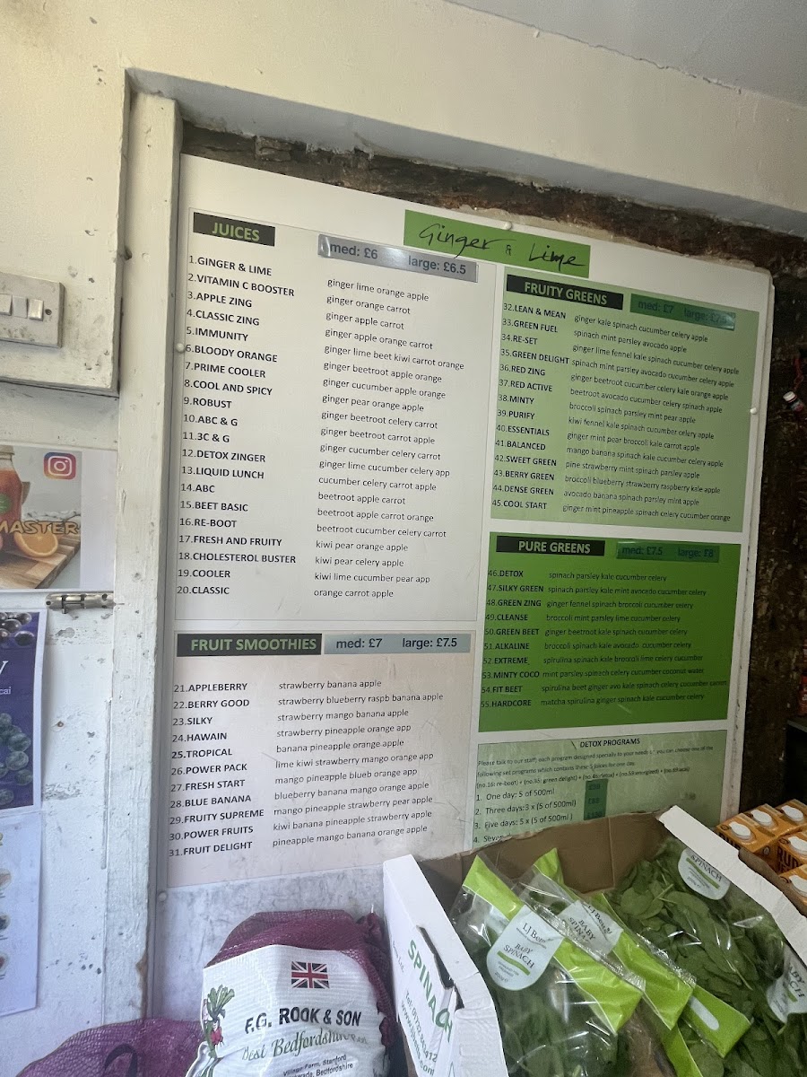 Ginger and Lime Juice Bar Photo Menu 1