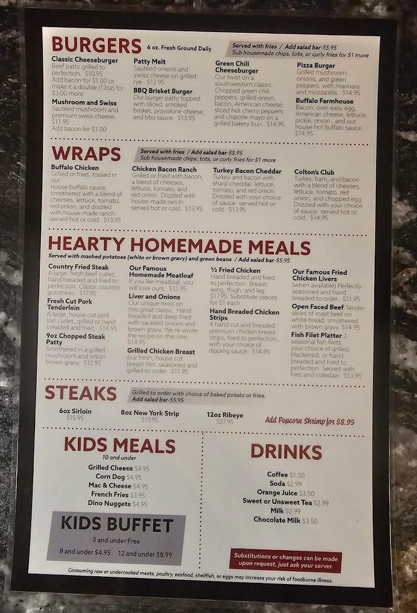 Andrews Family Restaurant Photo Menu 1