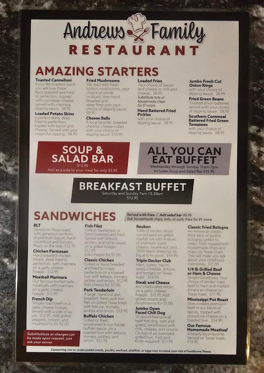 Andrews Family Restaurant Photo Menu 3