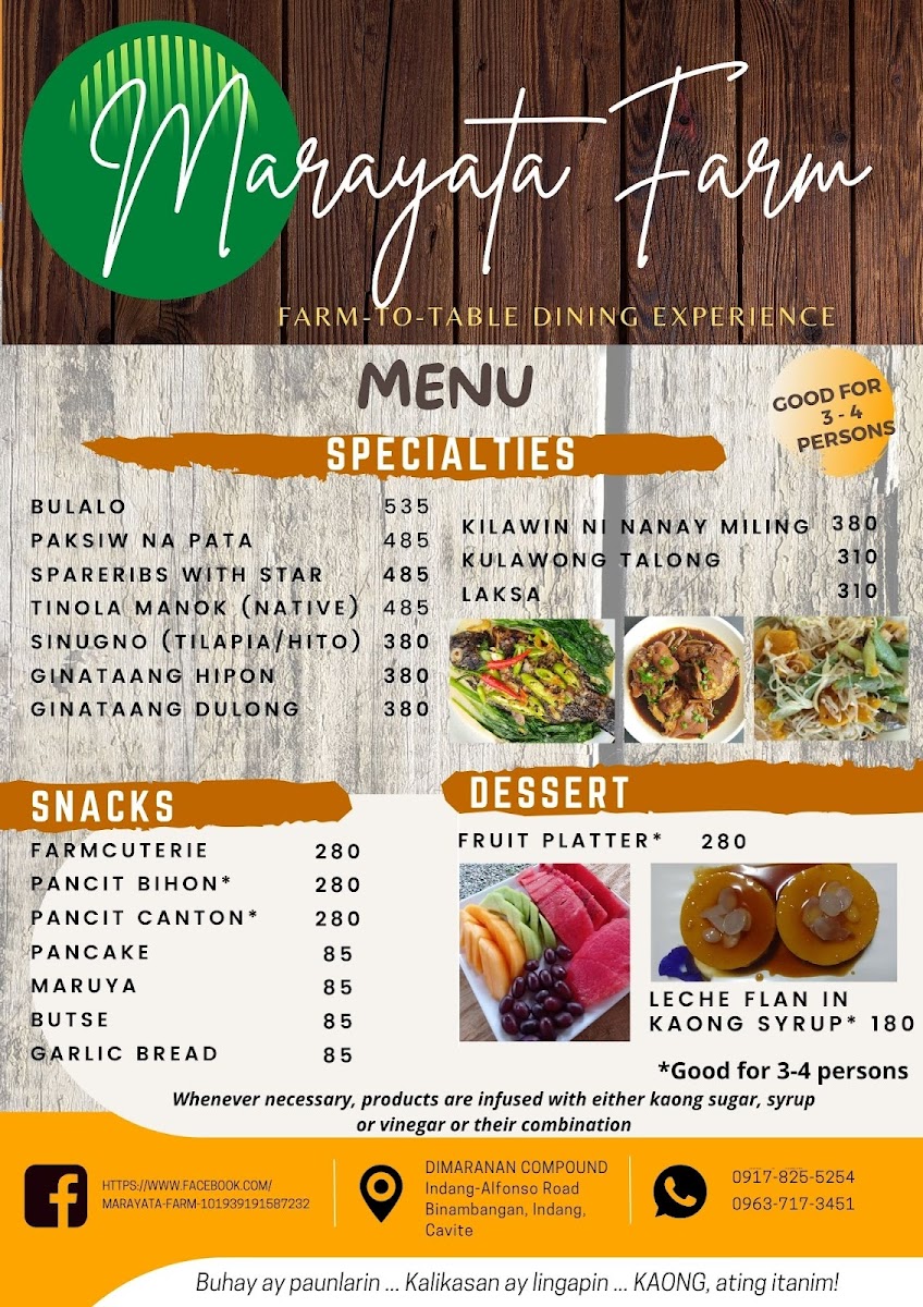 Marayata Farm Photo Menu 1