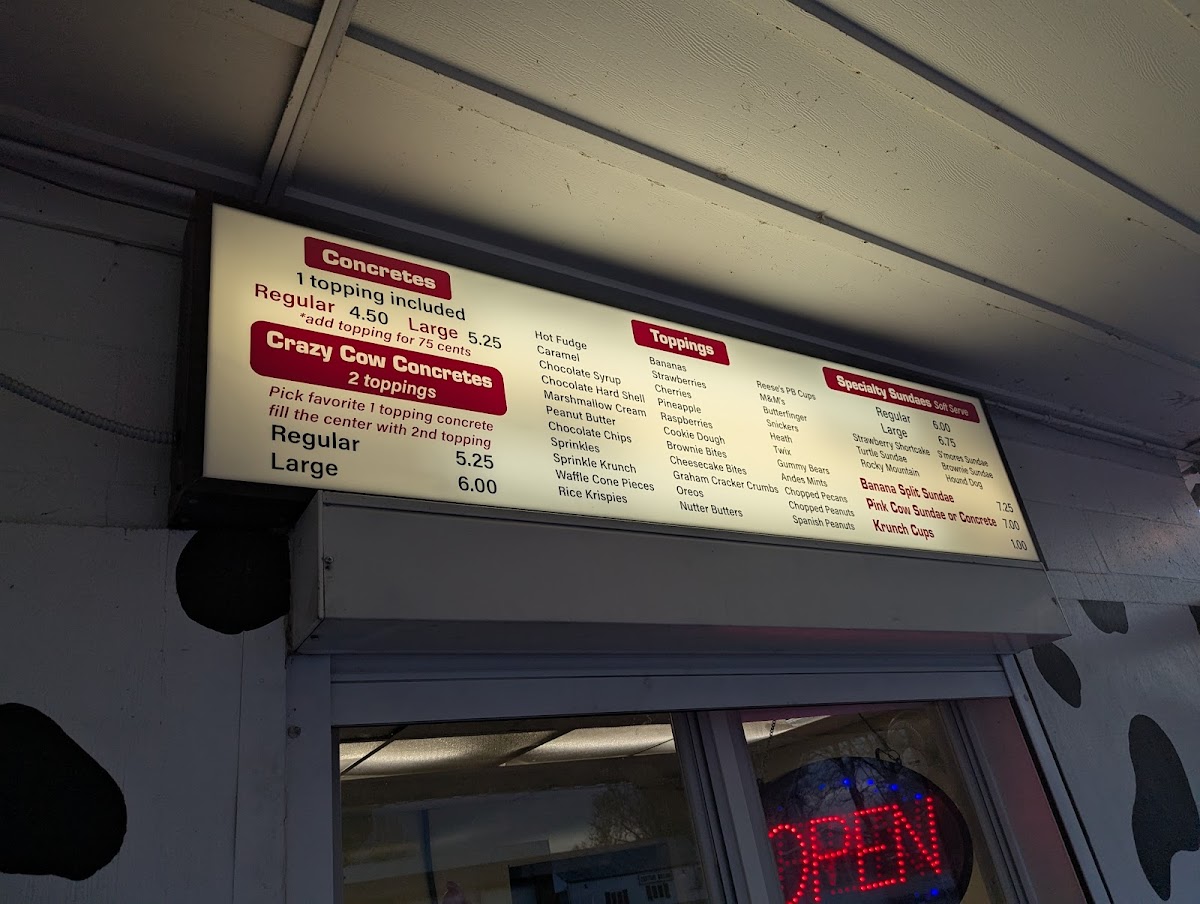 The Pink Cow Photo Menu 1