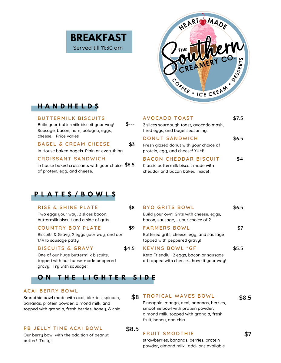 Southern Creamery Co. Photo Menu 3