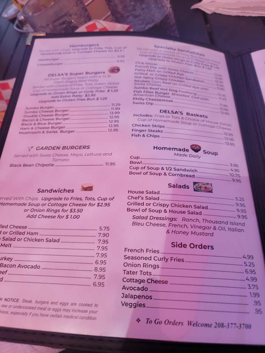 Delsa's Ice Cream Parlour Photo Menu 7