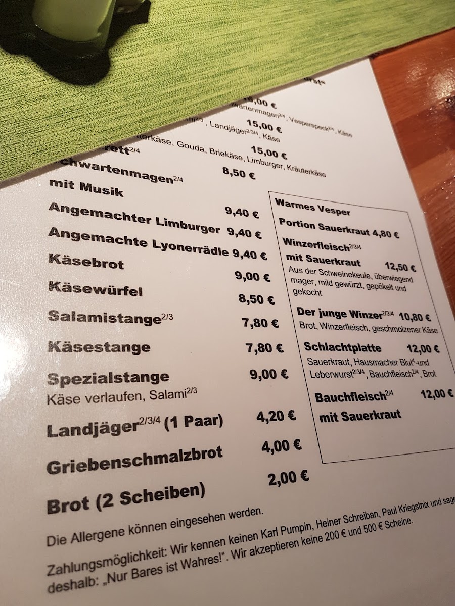 Rainer Durst Straussenwirtschaft Photo Menu 1