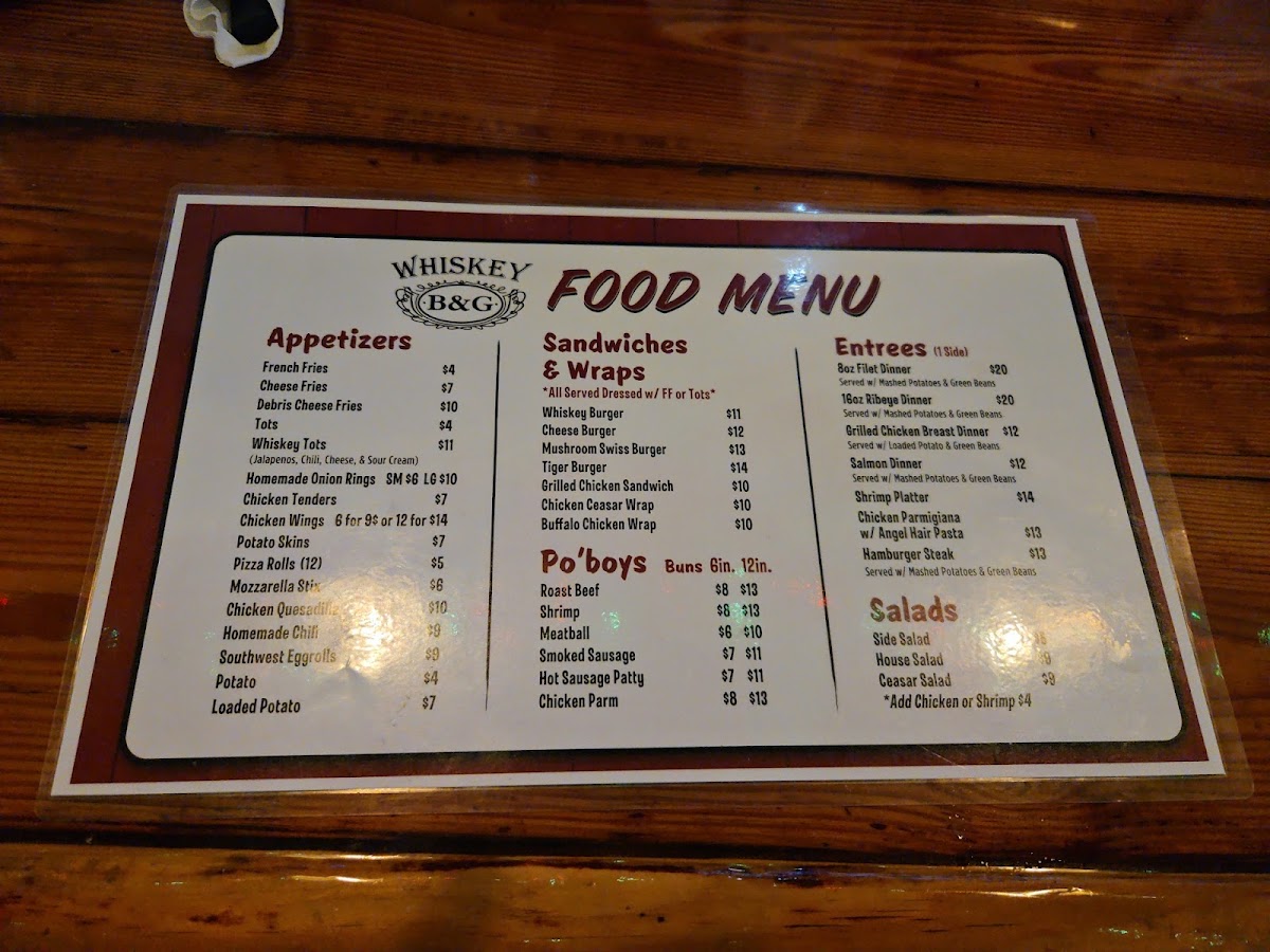 Whiskey Bar & Grill Photo Menu 1