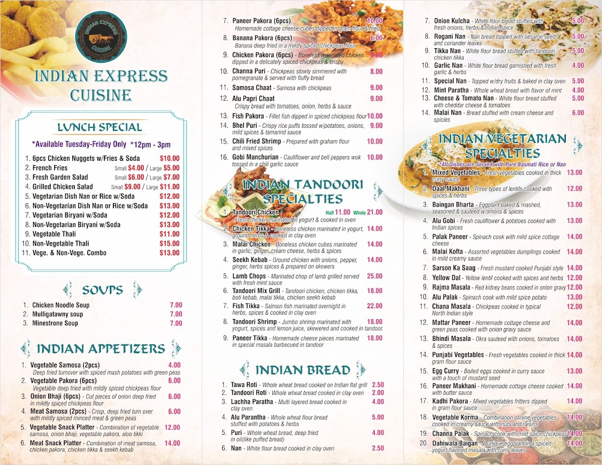 Indian Express Cuisine Photo Menu 2