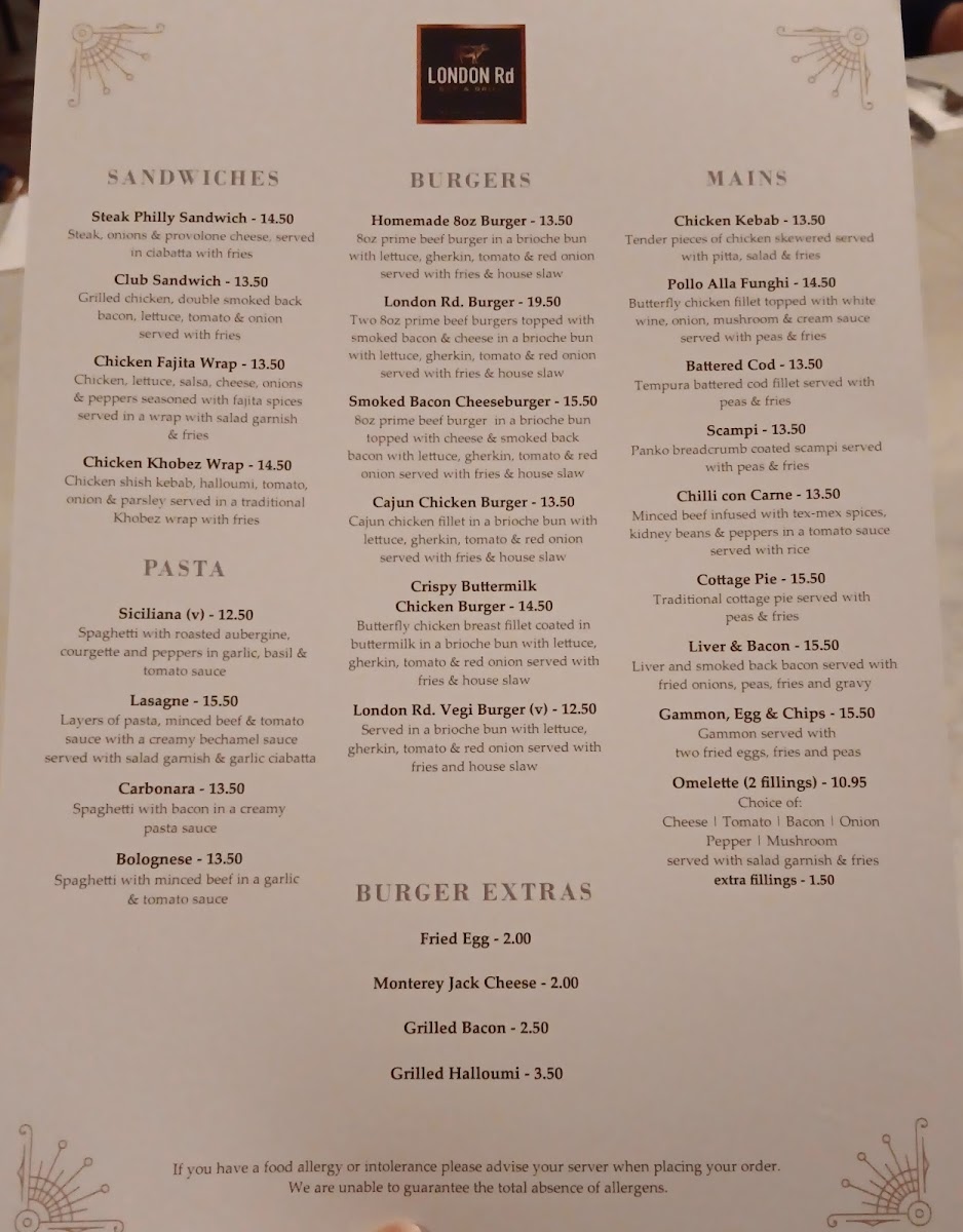 London Road Bar & Grill Photo Menu 2